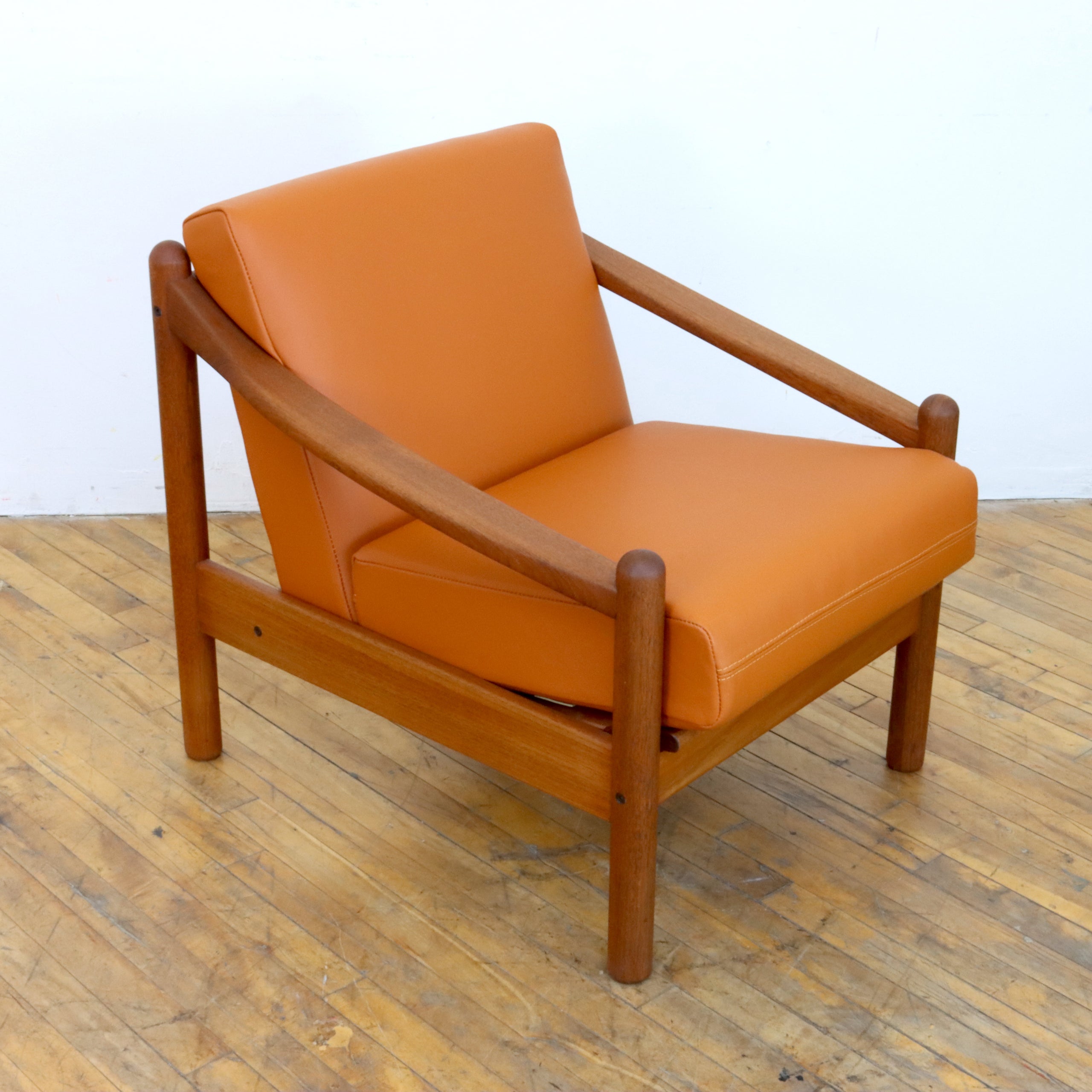 1970s Domino Mobler Teak and Leather Lounge Chair PIECEMEAL